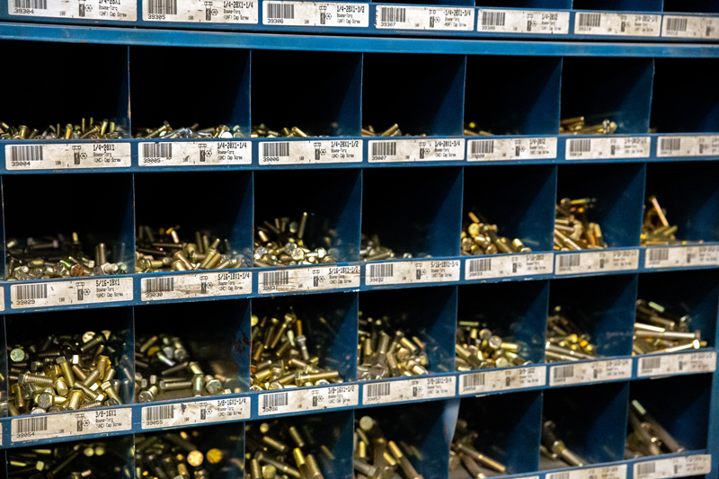 Close up of screws and bolts.